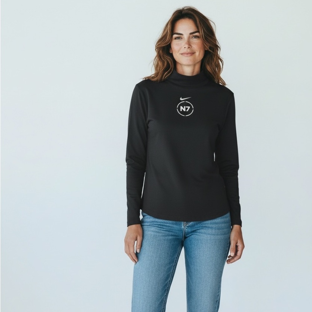 Nike Women's Black Long Sleeve Tee with Logo